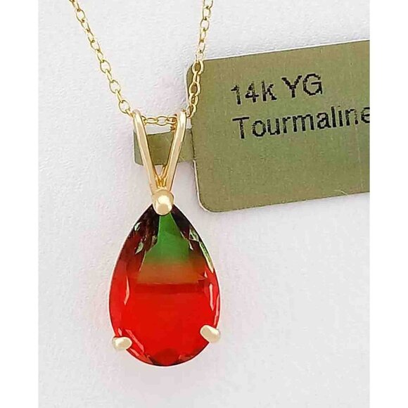 Created 4.57 Cts AAA Tourmaline Pendant 14k Gold